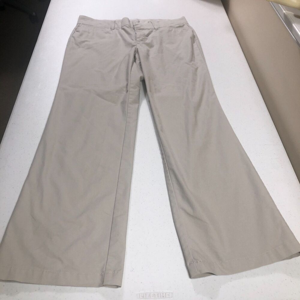 Dockers Khaki Pants Womens 12 M‎ Stretch Beige Wide Leg Business Casual Preppy